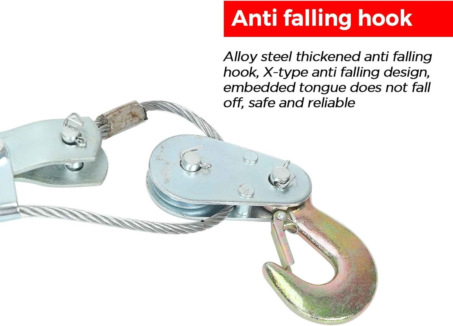 4 Ton Heavy Duty 3 Hook Steel Cable Dual Gear Power Ratchet Come Along Puller Tool，Automotive Hoist Cable Puller