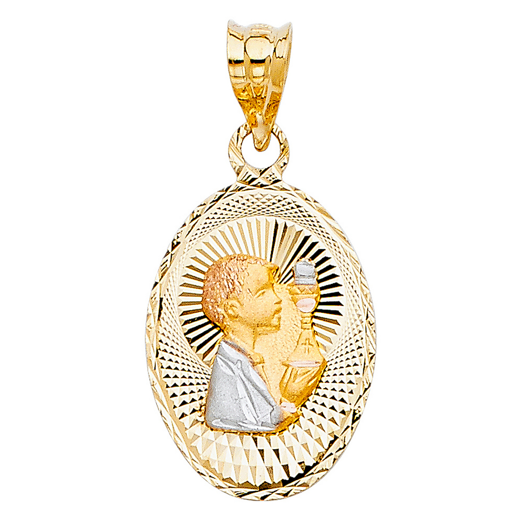 14k Yellow Gold Religious Thin Metal Stamped Pendant Necklace 14x21mm Jewelry Gifts for Women