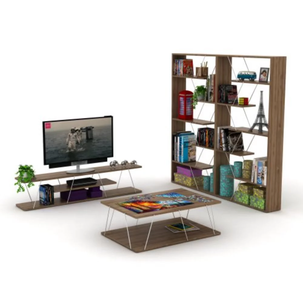 Furnish Home Store Wood Frame Etagere Open Back 6 Shelves Bookcase Industrial Bookshelf for Office and Living Rooms Modern Bookcases Large Bookshelf