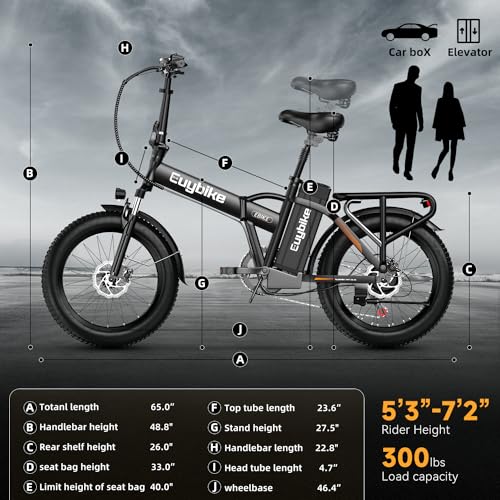 1000W Folding Electric Bike, 48V 20AH Large Removable Battery E Bike, 30+MPH, 80 Miles Max Range, 20" Fat Tire Electric Bike for Adults