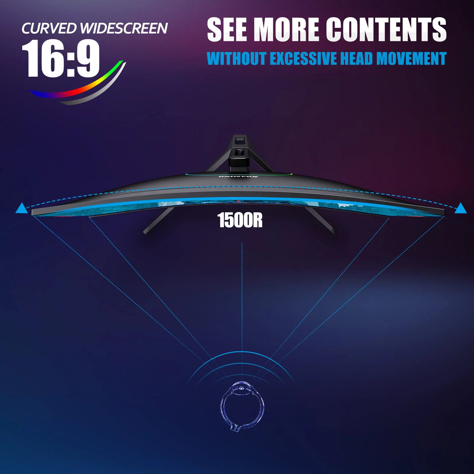 Xgaming 27-inch 165Hz/144Hz Curved Gaming Monitor, Ultra Wide 16:9 1440p PC Monitor for Laptop with 2*Speakers, 1ms AMD