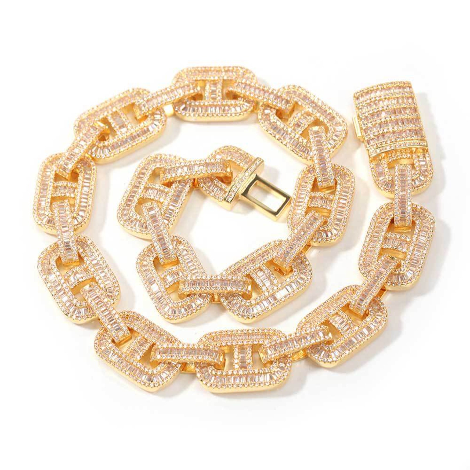 Solid Thick Miami Cuban Link Chain for Men, Width 15mm Big Iced Out Men Cuban Chains, Sparkling Hip Hop Cuban Link Necklace, 16-24 Inch