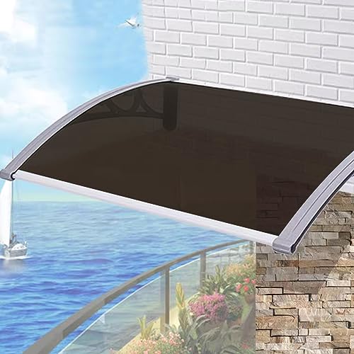 UV Rain Snow Protection Front Door Canopy Window Awning,Patio Porch Awning Shelter,Brown Polycarbonate Cover,Window Rain Shelter Cover