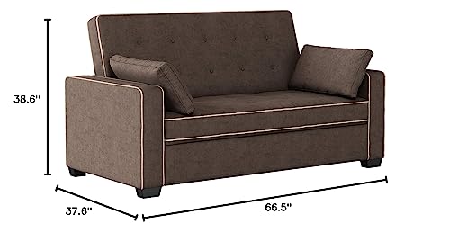 Serta Ainsley 72.6" Convertible Sleeper Sofa, Queen Size, Dreamcoil Comfort, Soft Velvet Fabric, Navy