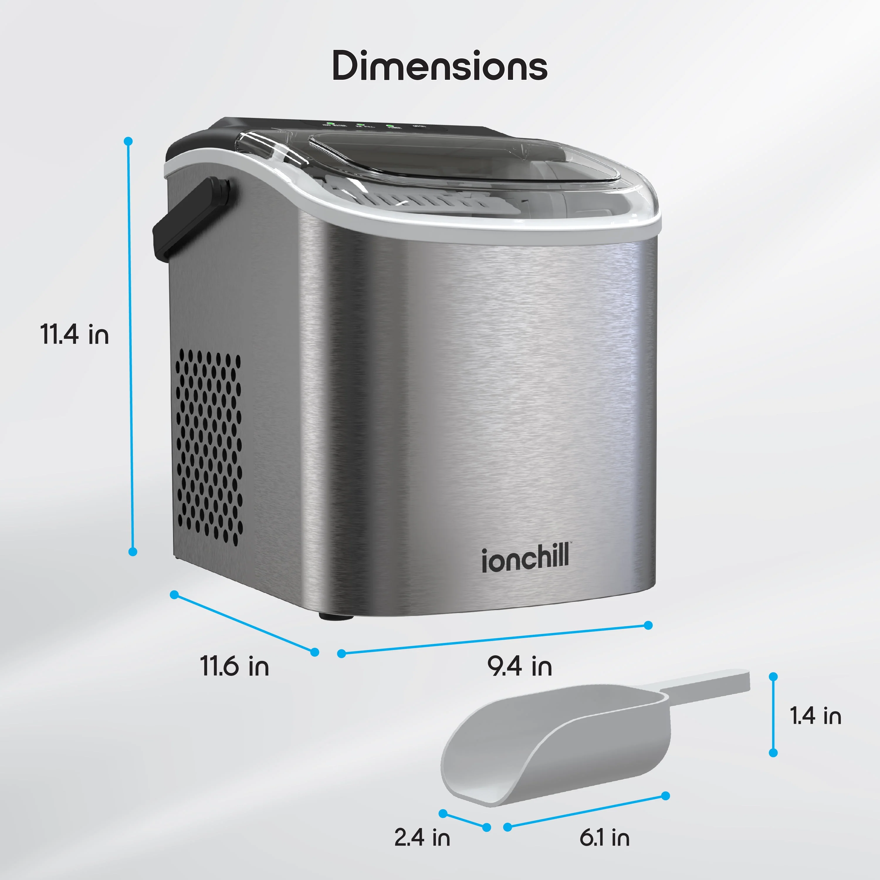 Ionchill Quick Cube Ice Machine, 26lbs/24hrs Portable Countertop Bullet Cubed Ice Maker