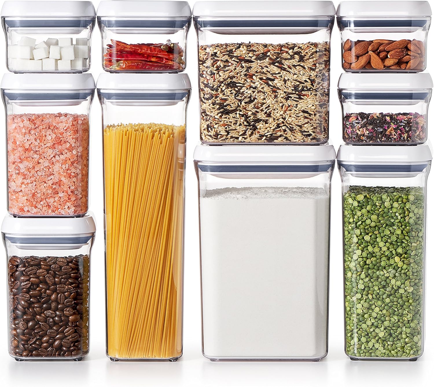 OXO Good Grips 10-Piece Airtight Food Storage POP Container Value Set, Standard Packaging,White,10 Piece