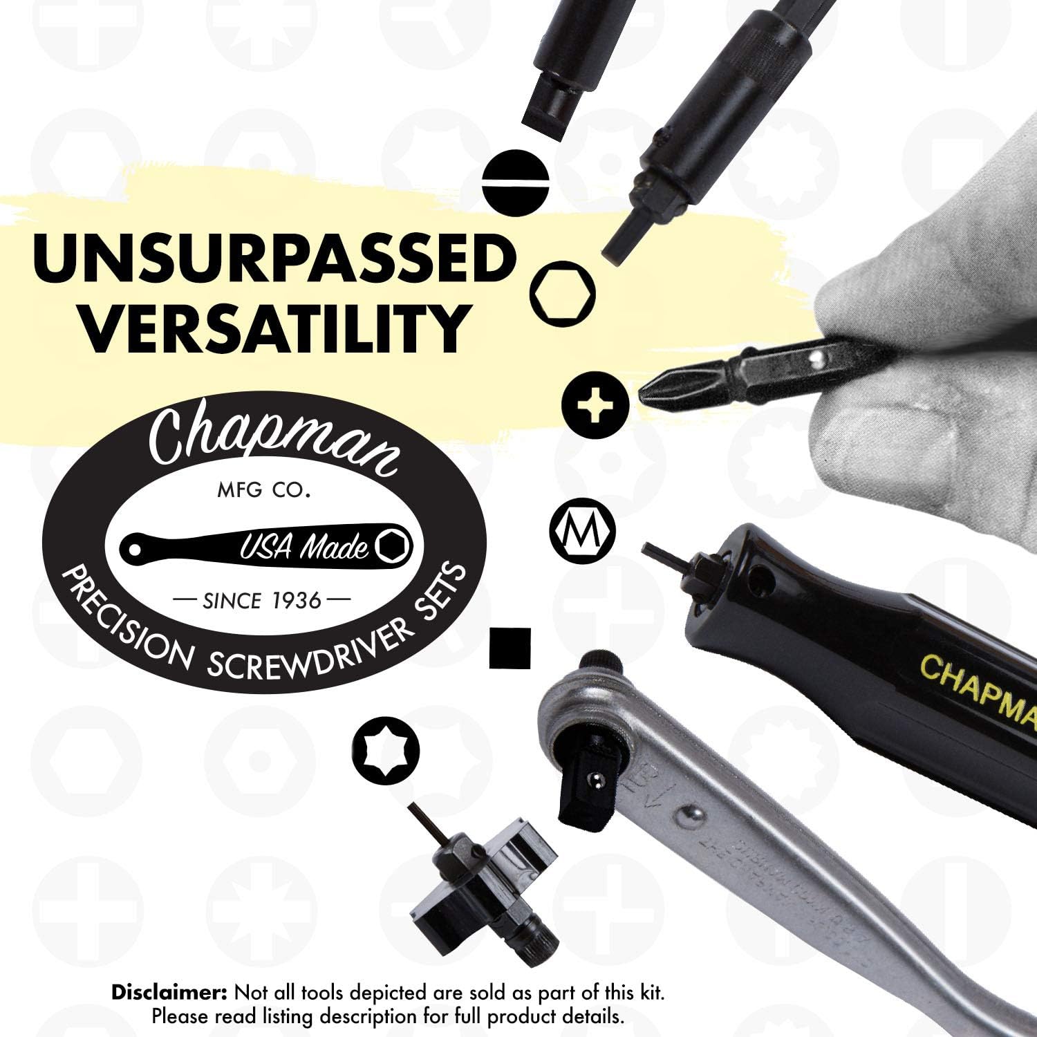 Chapman MFG 7331 All-Purpose Standard Screwdriver Set - Includes Phillips, SAE Allen Hex & Slotted/Flathead Bits