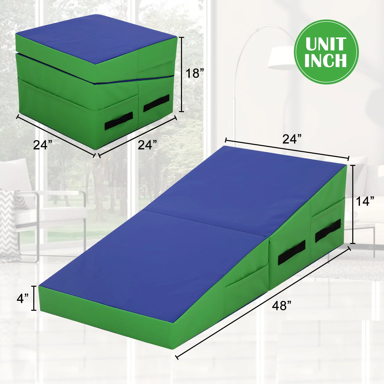 YRLLENSDAN 48x24 inch Large Incline Gymnastics Mat