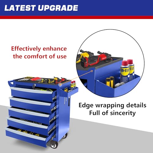 Rolling Tool Chest, Metal Tool Box with 5 Drawers
