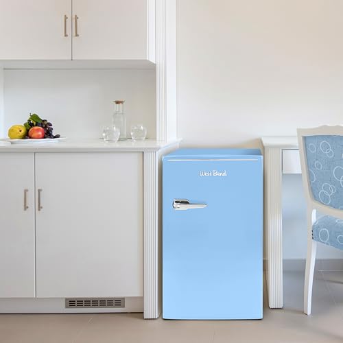 West Bend Mini Fridge with Freezer Retro-Styled for Home Office or Dorm