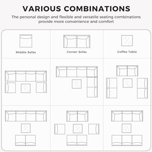 Grand patio 7-Piece Wicker Patio Furniture Set, Boho Outdoor Conversation Set Sectional Sofa with Water Resistant Thick Cushions and Coffee Table