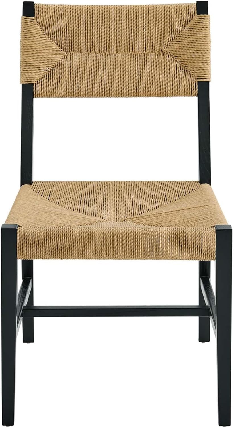Ergode Dining Side Chair - Farmhouse Style, Woven Paper Rope Backrest & Seat, Sturdy Elm Wood Frame, 330 lbs Weight Capacity