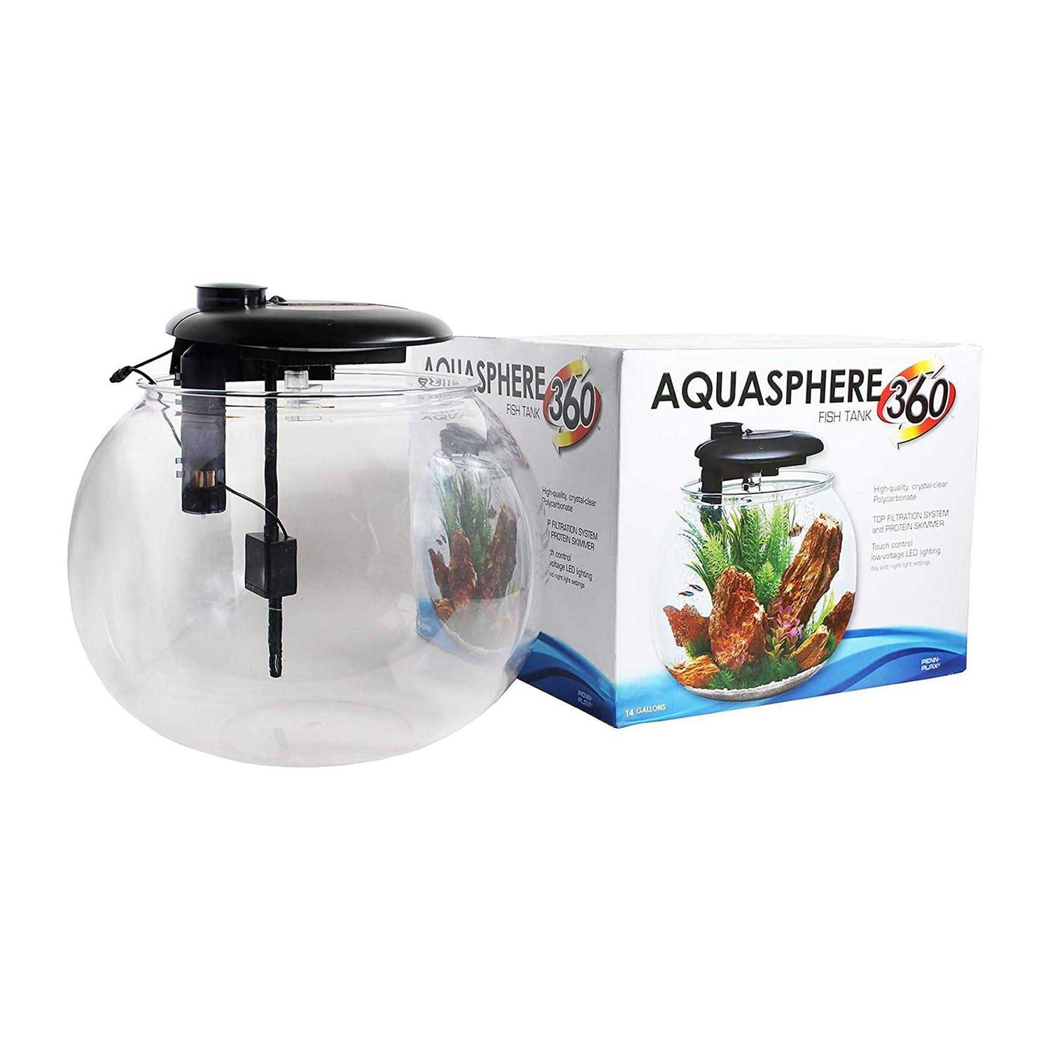 Penn-Plax Aquasphere 360 Polycarbonate Bowl-Shaped Aquarium 14 Gallon - Pet Supplies online store
