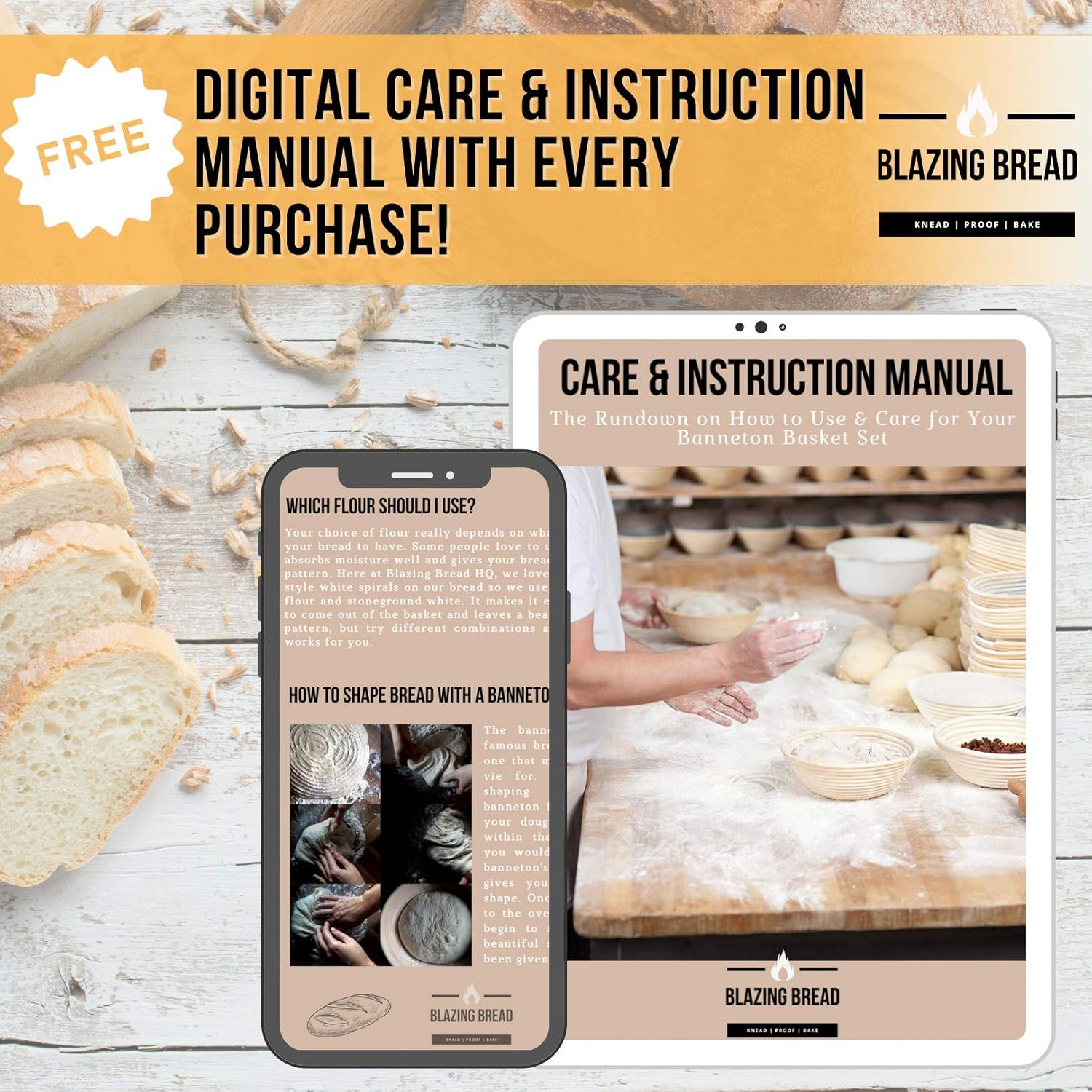 Most Complete Bread Banneton Proofing Basket Kit