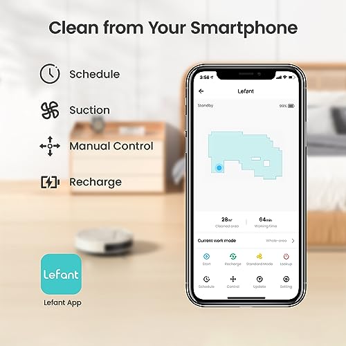 Lefant M3 Robot Vacuum, Robot Vacuum and Mop, 12000Pa Suction, Anti-Tangle Brushes, Dual Spinning Mop, Auto Mop Washing, Drying, Self-Emptying