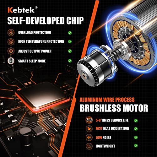 Electric Pruning Shear, Kebtek Cordless Electric Pruner Heavy Duty Electric Branch Cutter Brushless Motor with 2PCS 2500mAh 8-10H Working Time