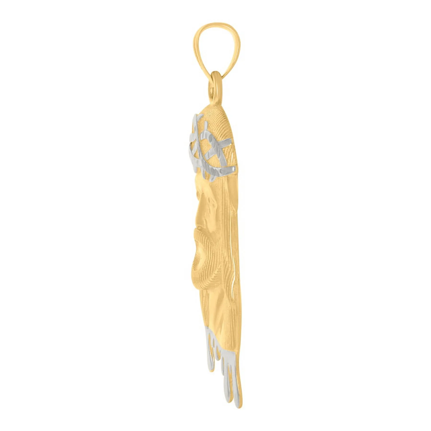 10k Two tone Gold Mens Jesus Religious Dripping Charm Pendant Necklace Measures 48.9x19.2mm Wide Jewelry Gifts for Men