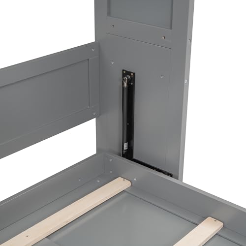 Harper & Bright Designs Full Size Murphy Bed Wall Bed with Storage Shelves, Drawers and LED Lights