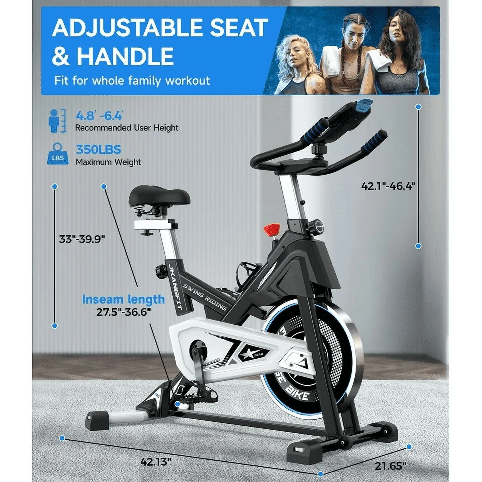 pooboo Exercise Bike Magnetic Resistance Indoor Cycling Bike for Home Cardio Workout Cycle Bike Training 360lbs