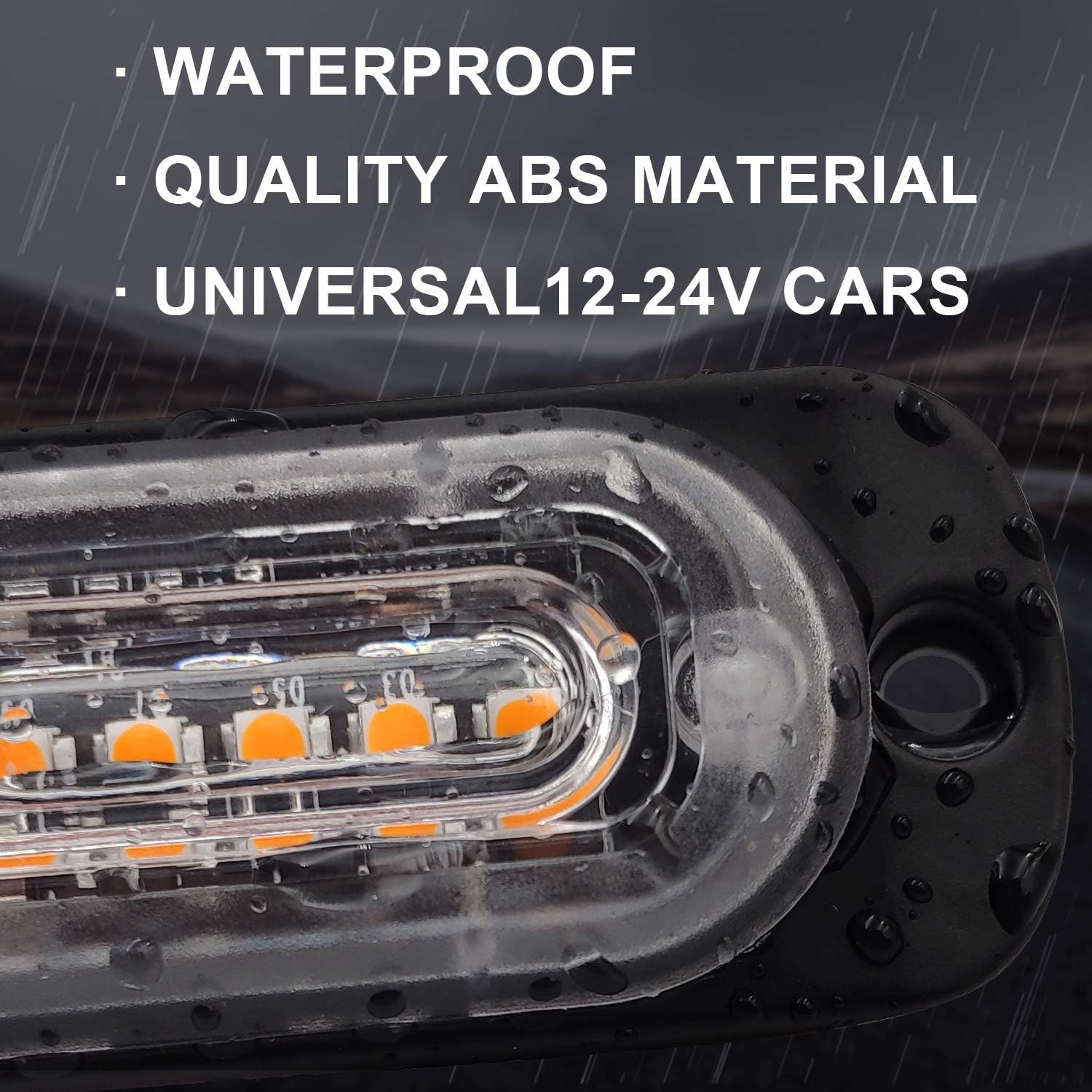 Emergency Strobe Lights, Universal Surface Mount Amber/White Emergency Warning Hazard Flashing Strobe Light Bar for Off Road Vehicle, ATVs