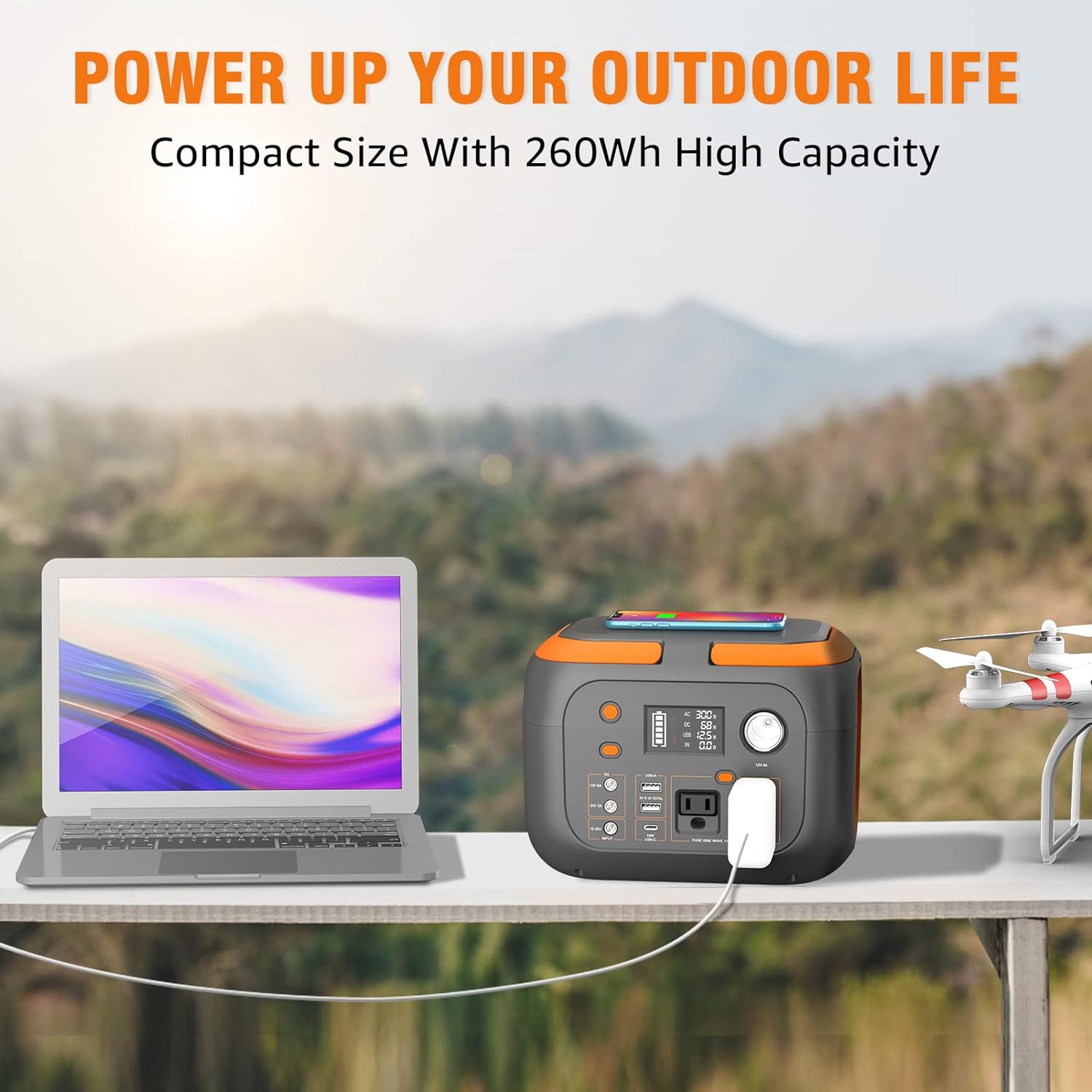 300W Portable Power Station 260Wh Outdoor Solar Generators Mobile Lithium Battery Pack 110V Outlet Solar Power Bank Camping Power Supply for Laptop