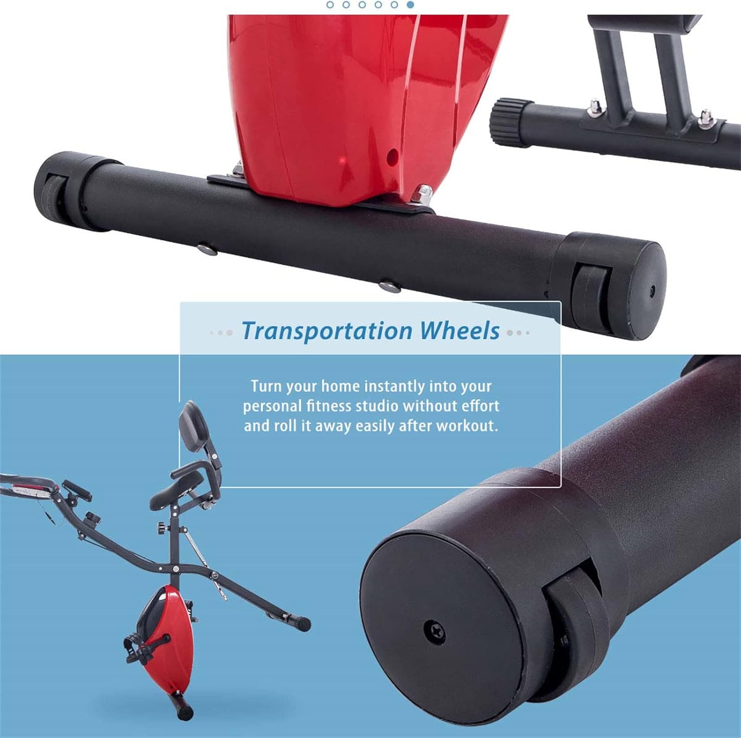 Folding Exercise Bike, Fitness Upright and Recumbent X-Bike with 10-Level Adjustable Resistance, Arm Bands and Backrest