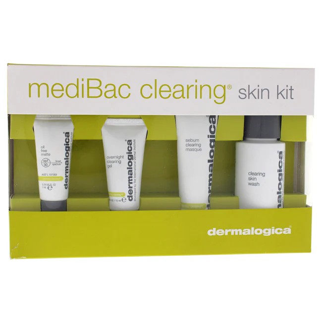 Dermalogica Medibac Clearing Skin Kit by Dermalogica for Unisex - 4 Pc Kit 1.7oz Clearing Skin Wash, 0.75oz Sebum Clearing Masque