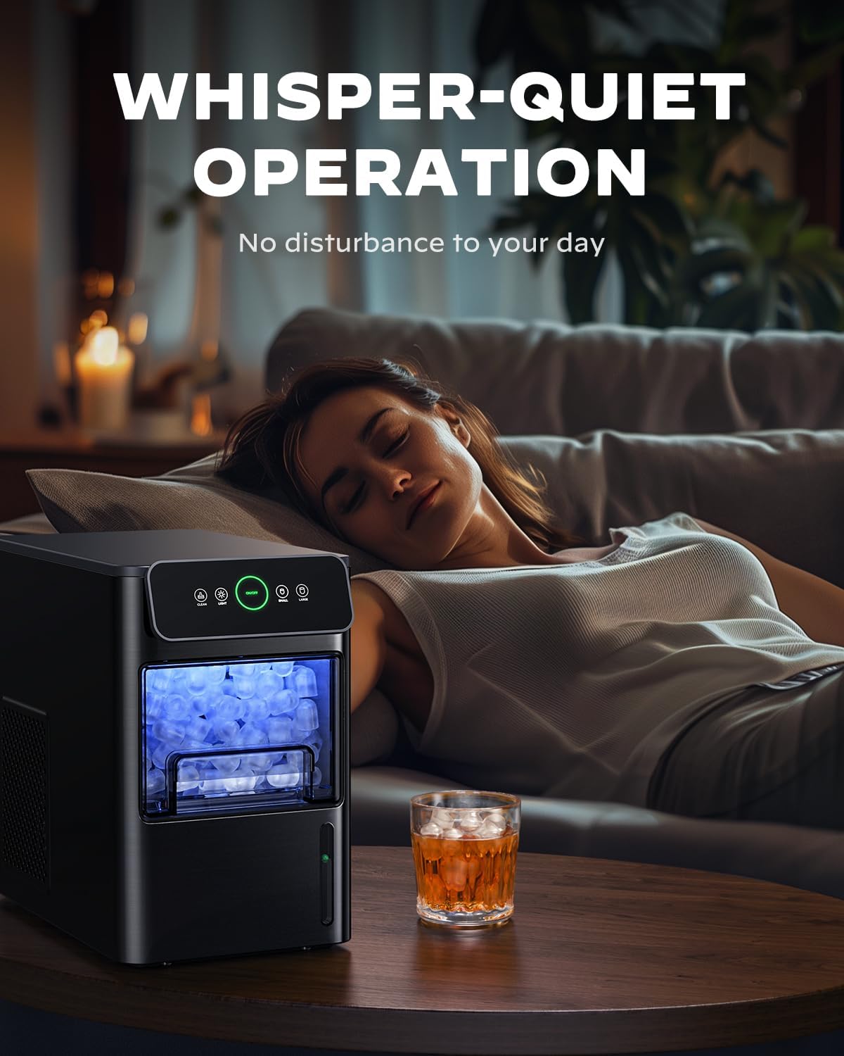 Silonn Ice Maker Coutertop Machine - Portable Ice Cube Maker, 2.6lbs Ice Basket with Bullet Ice in 6 Mins, Visible Water Level Window and Scoop