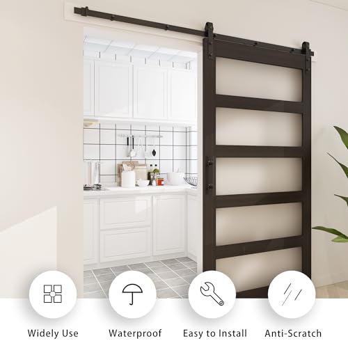 BARNSMITH 42in x 84in Glass Barn Door with 7FT Sliding Door Hardware Kit Included & Handle