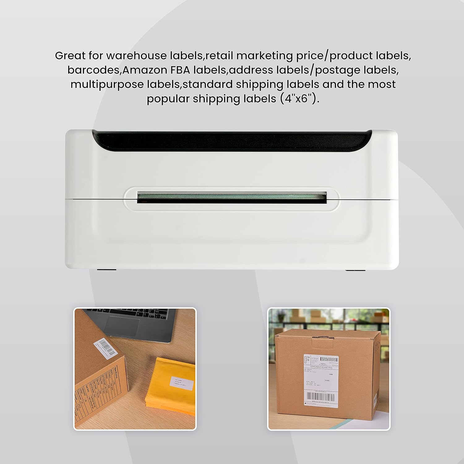 Shipping Label Printer 4inch with USB+Bluetooth Port, Thermal Label Printer for Shipping Packages Postage Home Small Business, Compatible with Etsy