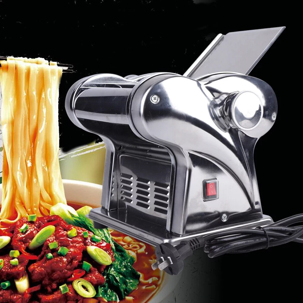 110V Pasta Maker Commercial Electric Pasta Machine 6-speed Adj Thickness Dumpling Dough Noodle Spaghetti Maker for Home W/Two Blades