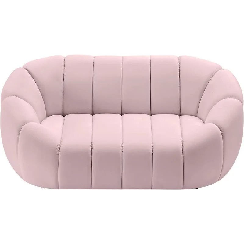 Maklaine Contemporary Upholstery Pink Velvet Loveseat