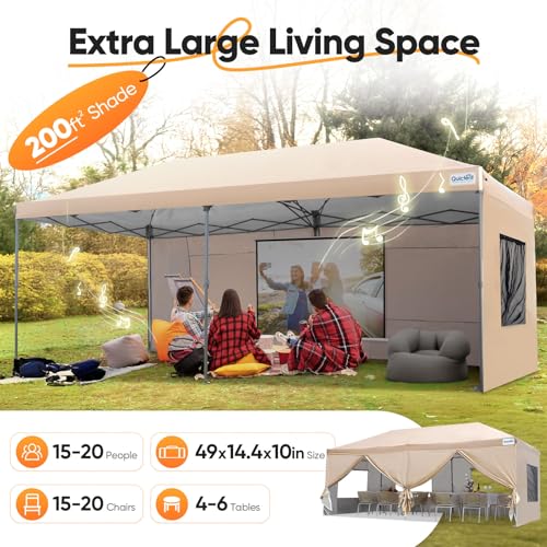 Quictent 10x20ft Easy Pop up Canopy Tent Instant Canopy Shelter Waterproof with Roller Bag