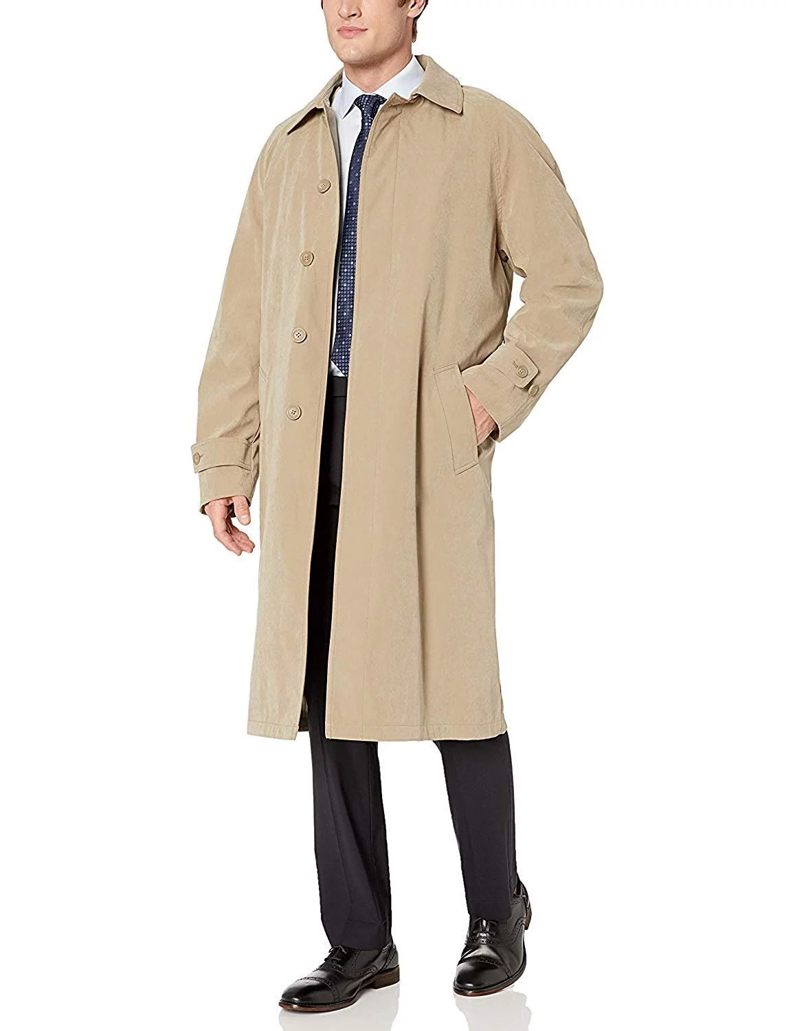 Men's Single Breasted Taupe Full Length All Year Round Raincoat 50L