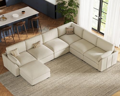 Belffin Extra Large Modular Sectional Sofa,106.3" 4-Seater L Shaped Couch,Velvet Convertible Sectional Couches for Living Room