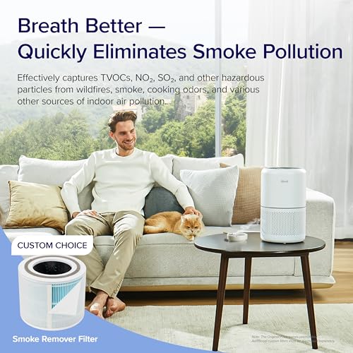 LEVOIT Air Purifiers for Home Bedroom, HEPA Sleep Mode, AHAM VERIFIDE, Smart WiFi for Home Large Room, Quiet Cleaner for Pet Hair, Allergies, Dust