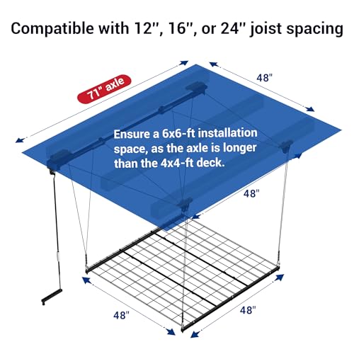 FLEXIMOUNTS Garage Lifting Metal Rack, 4x4 Ft Overhead Garage Storage Racks, Adjustable Heavy-Duty Ceiling Organization System, 300lbs Weight