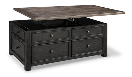 Signature Design by Ashley Bolanburg Farmhouse Lift Top Coffee Table with Drawers, Antique Cream & Brown