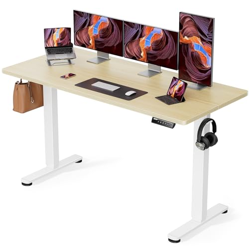 ErGear Height Adjustable Electric Standing Desk, 48 x 24 Inches Sit Stand up Desk, Memory Computer Home Office Desk with Two-Piece Desktop (Walnut)