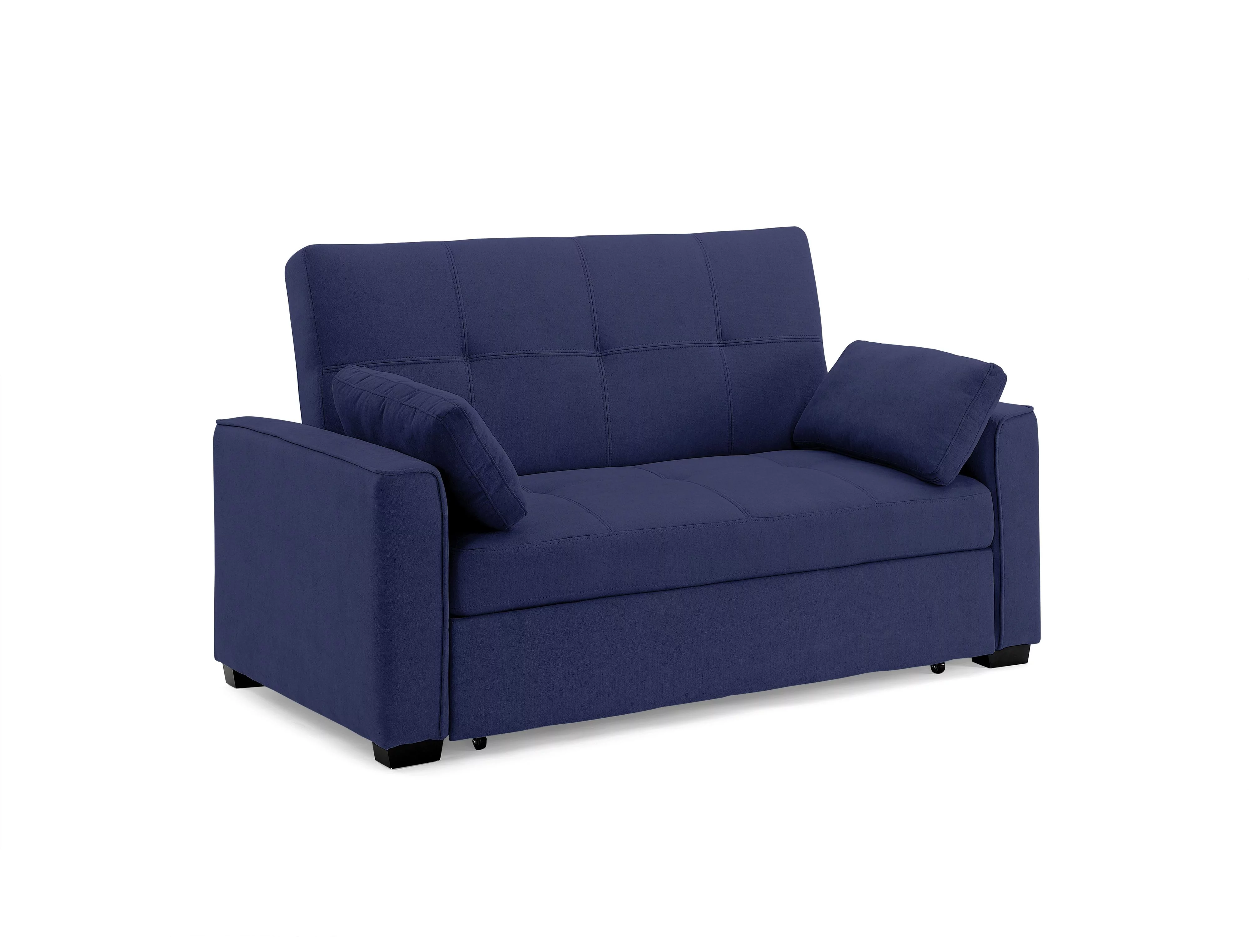 Nantucket Pull-Out Chenille Sleeper Sofa with Accent Pillows, Full Size, Navy