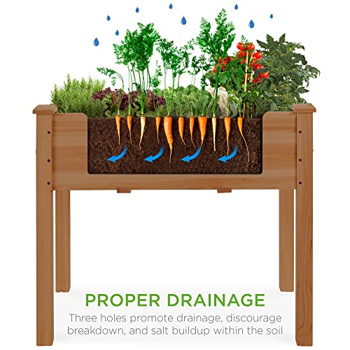 Best Choice Products 72x23x30in Raised Garden Bed, Elevated Wood Planter Box Stand for Backyard, Patio, Balcony w/Divider Panel, 6 Legs