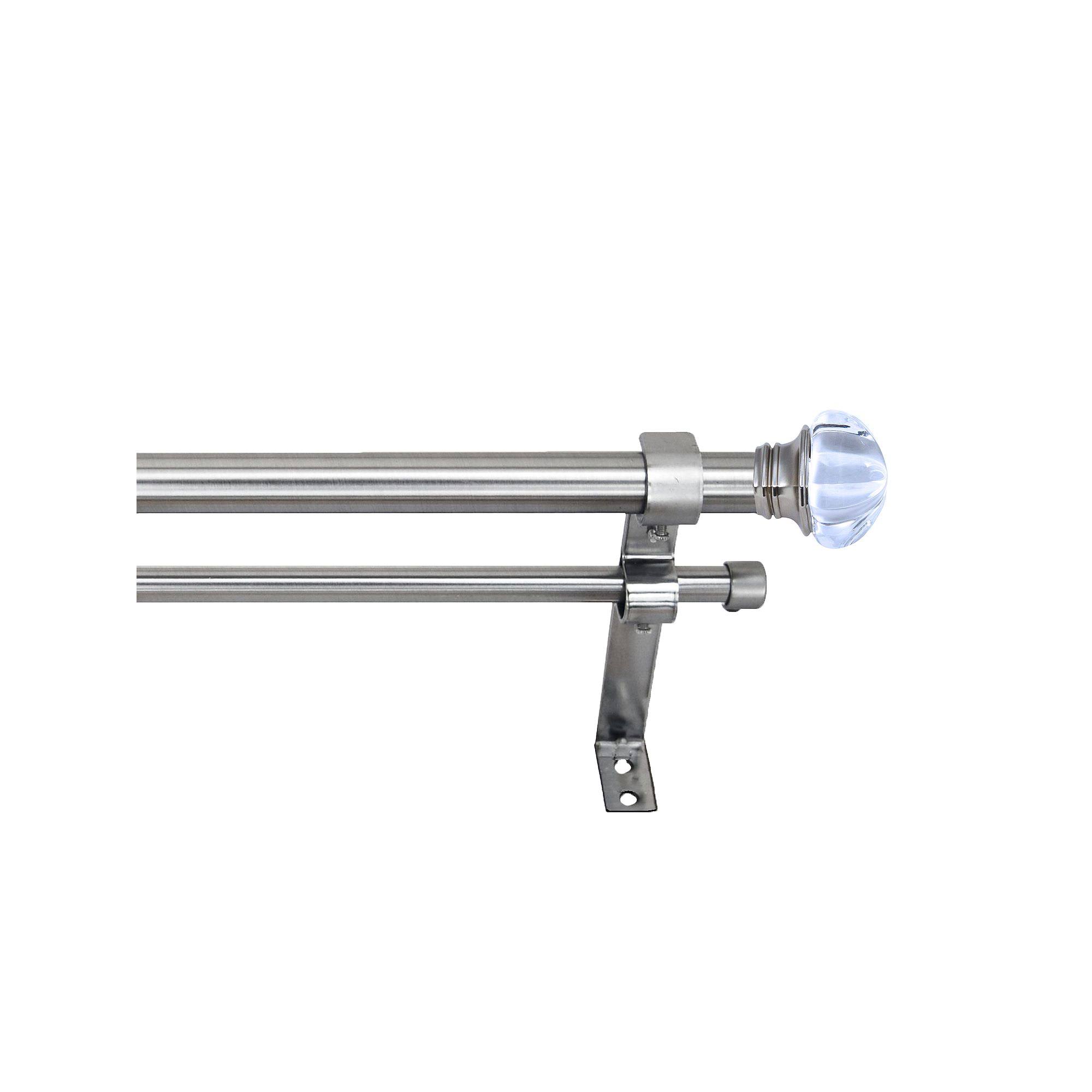 Versailles Home Fashions 1x22 Regal Double Rod Set, Silver, 32-86