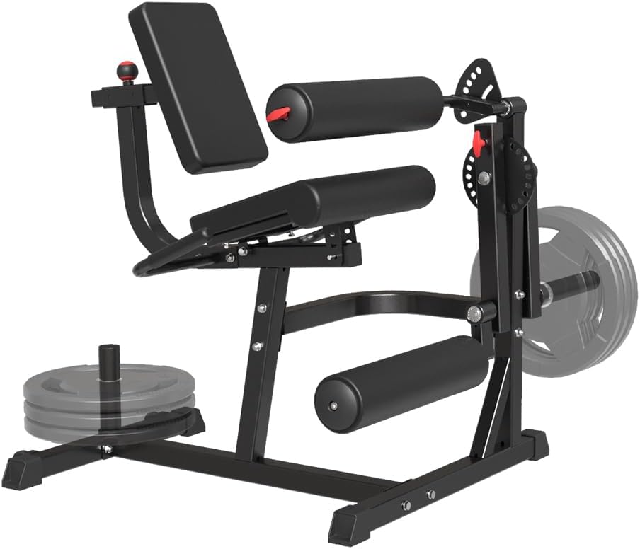 Seated Leg Extension and Curl Machine, Adjustable Plate Loaded Leg Rotary Extension Machine, Lower Body Special Leg Exercise Bench for Thigh