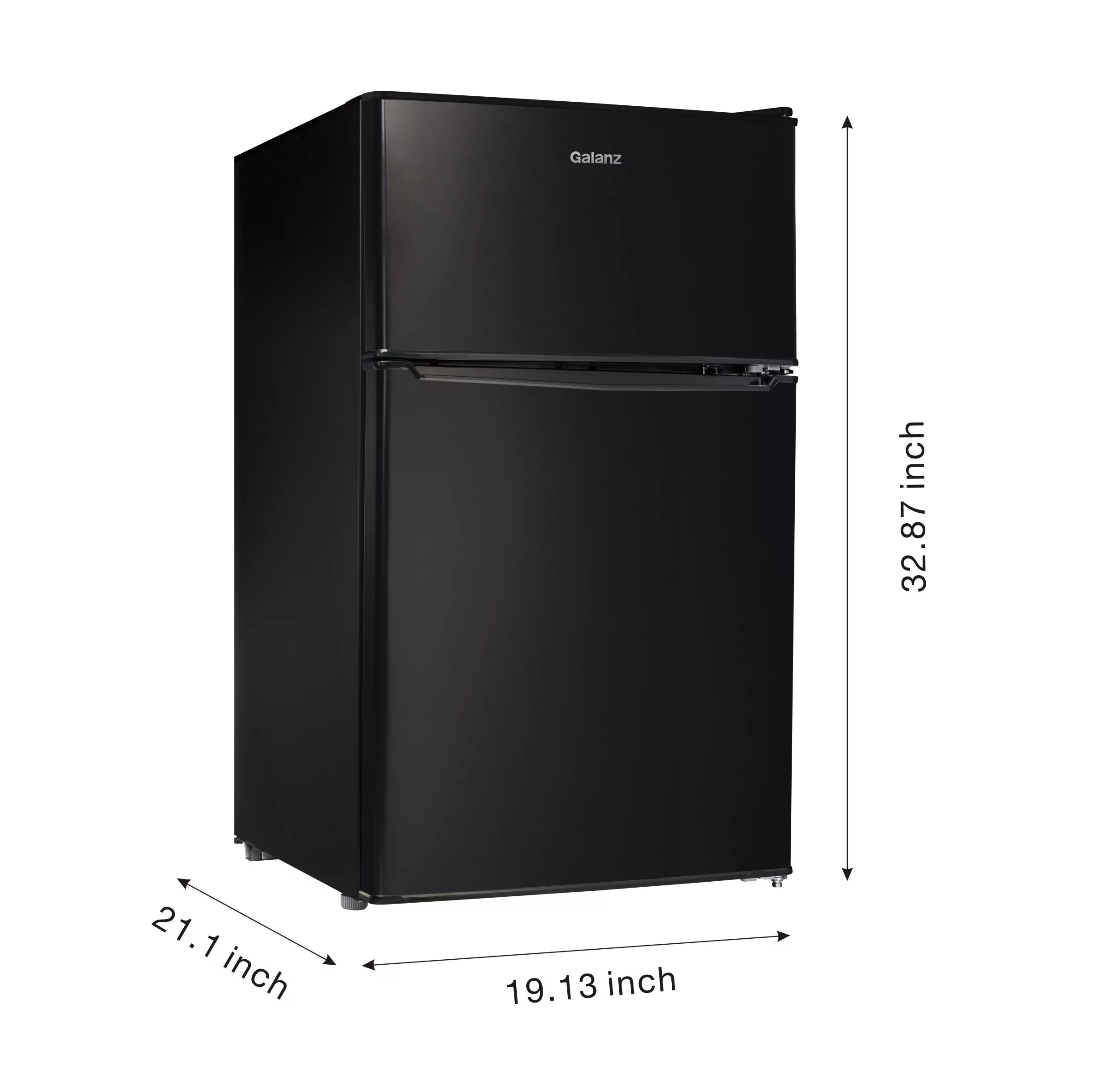 Galanz 3.1 Cu ft Two Door Mini Fridge with Freezer, Stainless, Estar, New