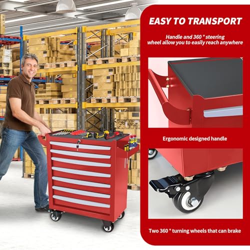 Rolling Tool Chest, Metal Tool Box with 5 Drawers