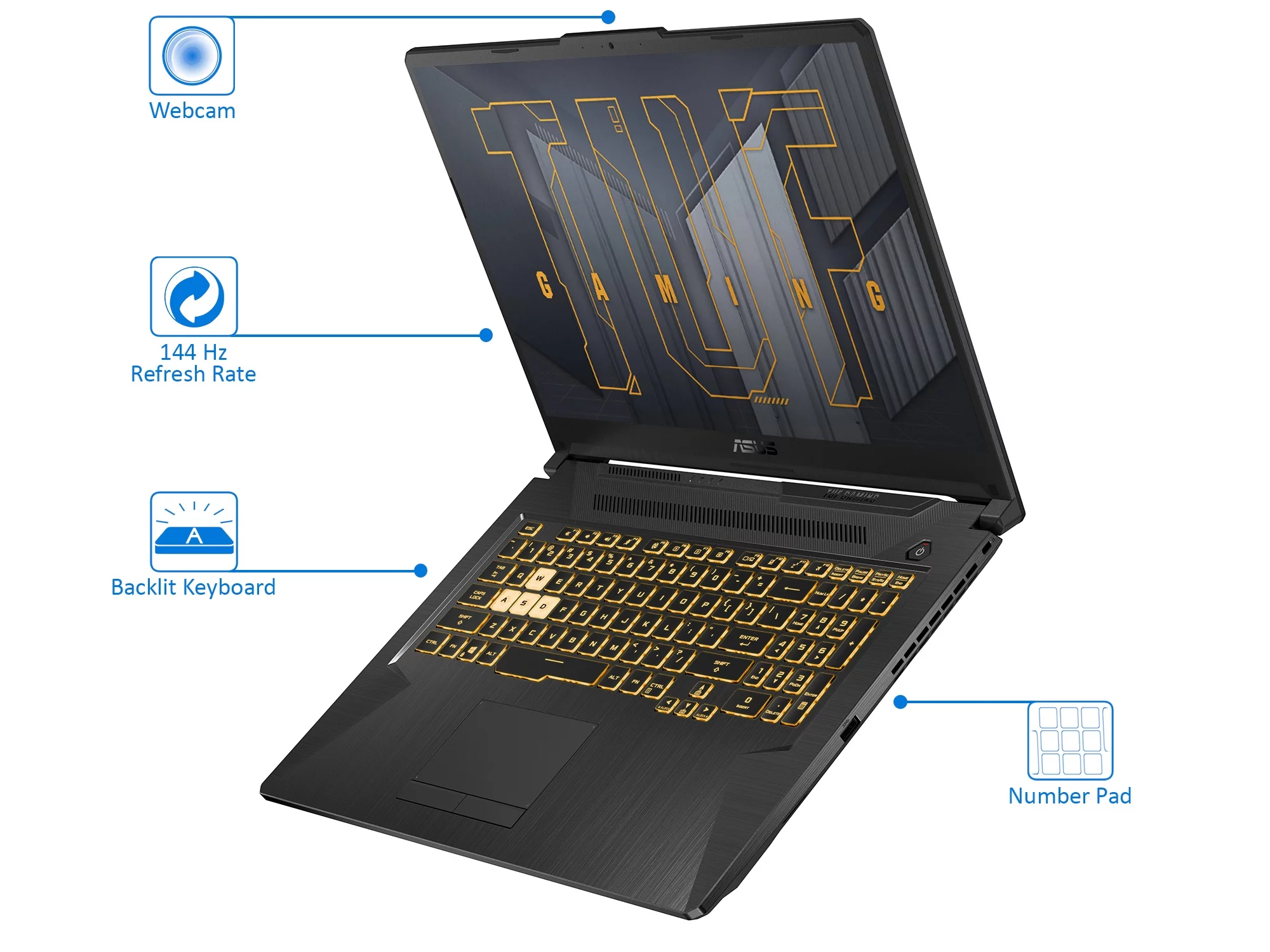 ASUS TUF Gaming 17.3" FHD 144Hz Gaming Notebook, Intel Core i5-11260H, NVIDIA GeForce RTX3050 Ti, 8GB RAM, 512GB PCIe SSD, Eclipse Grey