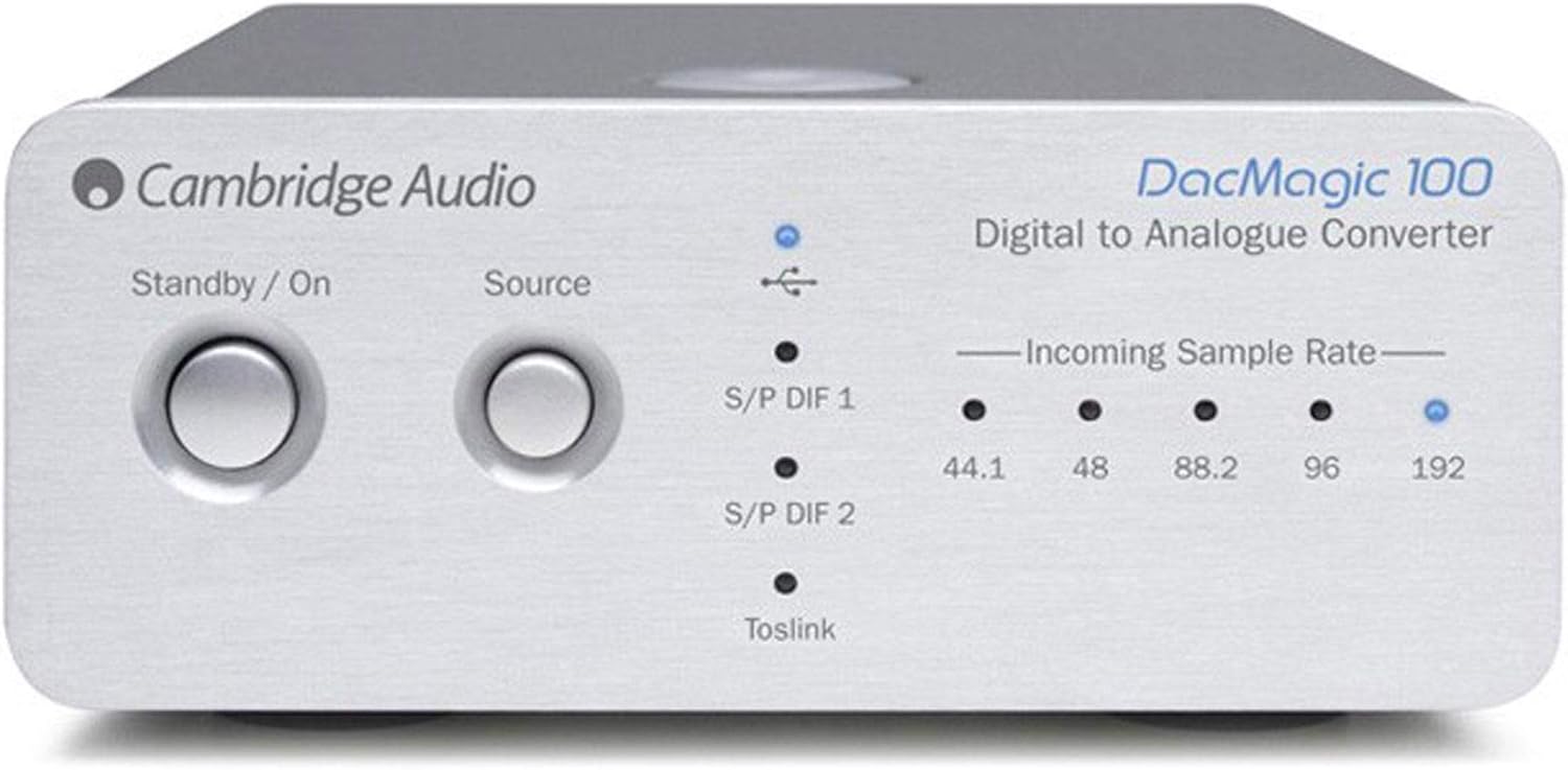 Cambridge Audio DacMagic 100 S/PDIF Digital to Analog Converter DAC with Toslink Input, TV Compatible, 192kHz (Silver)
