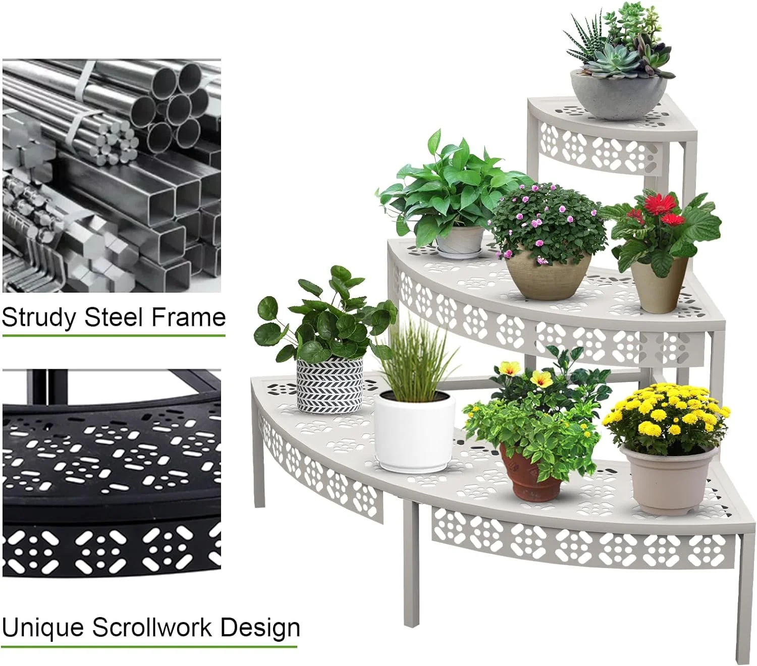 Metal Plant Stand 2 Tier Potted Multiple Flower Pot Holder Plant Shelf Indoor Plants Multiple