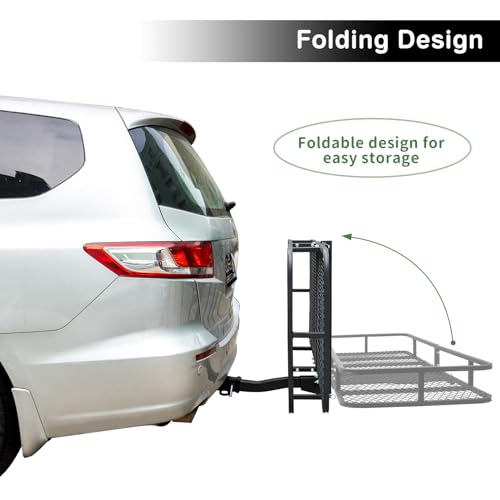 Leader Accessories Trailer Hitch Cargo Carrier Rack, 60"x24"x6" Folding Cargo Carrier Hitch Mount, Vehicle Cargo Basket for SUV, RV, Truck, Van