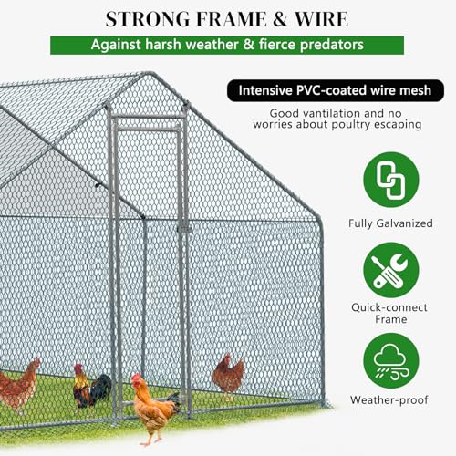 Outvita Chicken Coop, 13×10 FT Large Metal Chicken House, Poultry Habitat Cage with Waterproof Cover